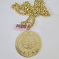 Real 14k Solid Chain Mayan Calendar Charm Set Miami Cuban Link 6mm Necklace