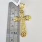 Real 10k Gold Rope Chain Jesus Cross Charm Pendant SET Necklace 3mm 20"-30" Inch