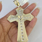 10k Gold Byzantine Necklace Jesus Cross Charm Pendant 20"-30" 8mm REAL SET Chain