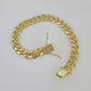 10k Solid Miami Cuban Link Bracelet 10mm 8" Box Lock 10kt Yellow Gold Real