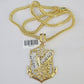 10K Franco Chain Eagle Anchor Pendant Charm Necklace 20"-28" 4mm Yellow Gold SET