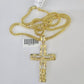 10K Franco Chain Jesus Cross Pendant Charm Necklace 20"-26" 3mm Gold Yellow SET