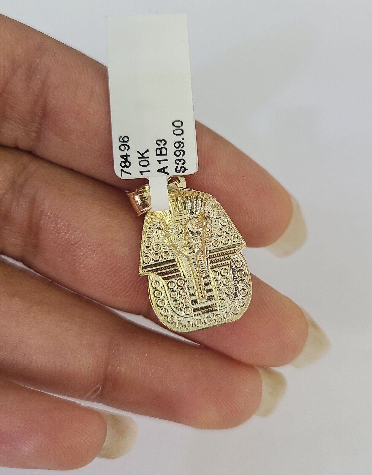 10K Gold Miami Cuban Chain Pharaoh Charm 18"-30" 3mm REAL Pendant