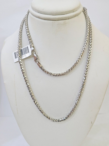 Real 10k Palm Chain White Gold 4mm 22" Necklace Men Women Real Genuine