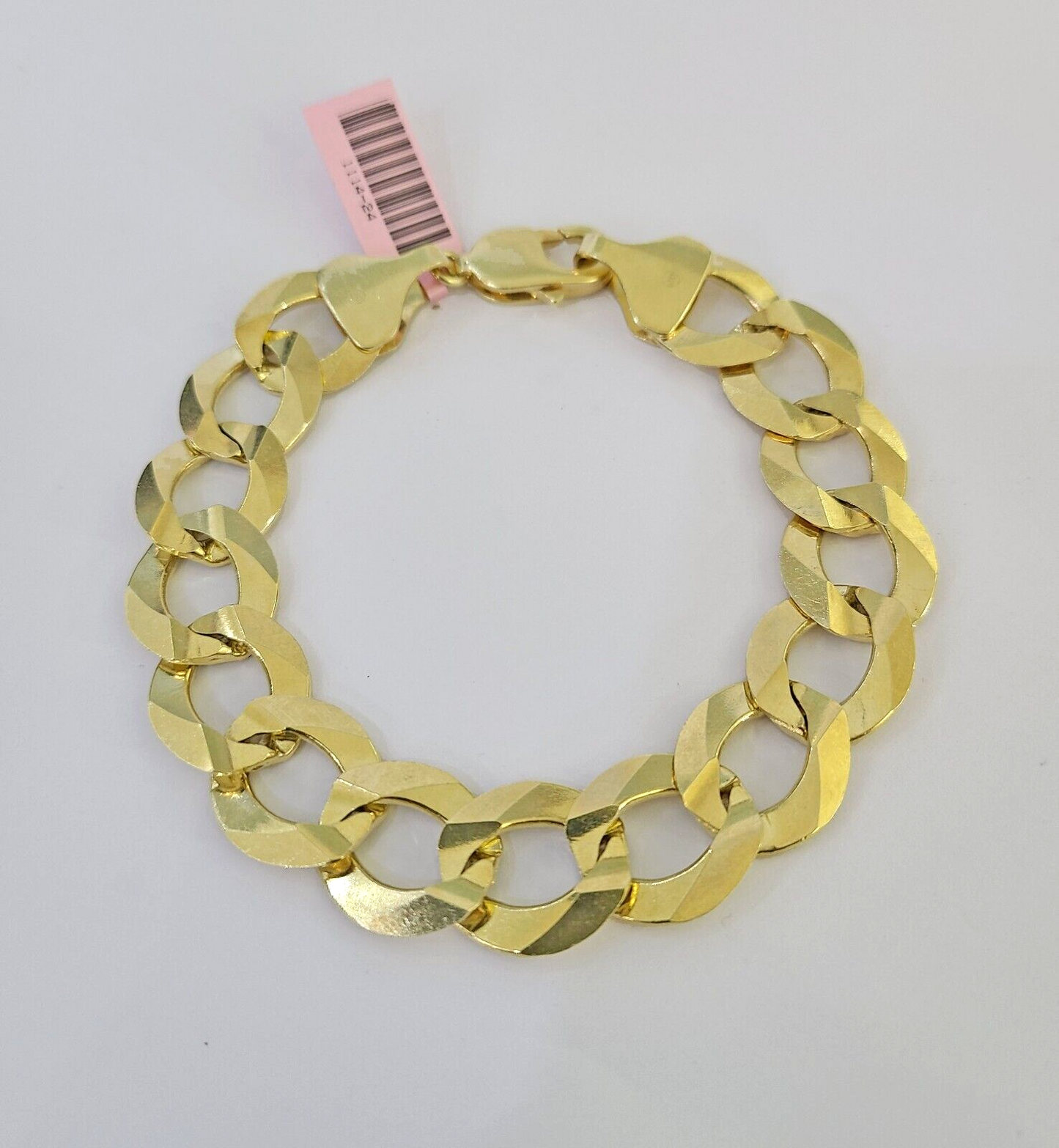 14K Real Yellow Gold Cuban Curb Bracelet Solid 15mm Link 8.5" inch Genuine