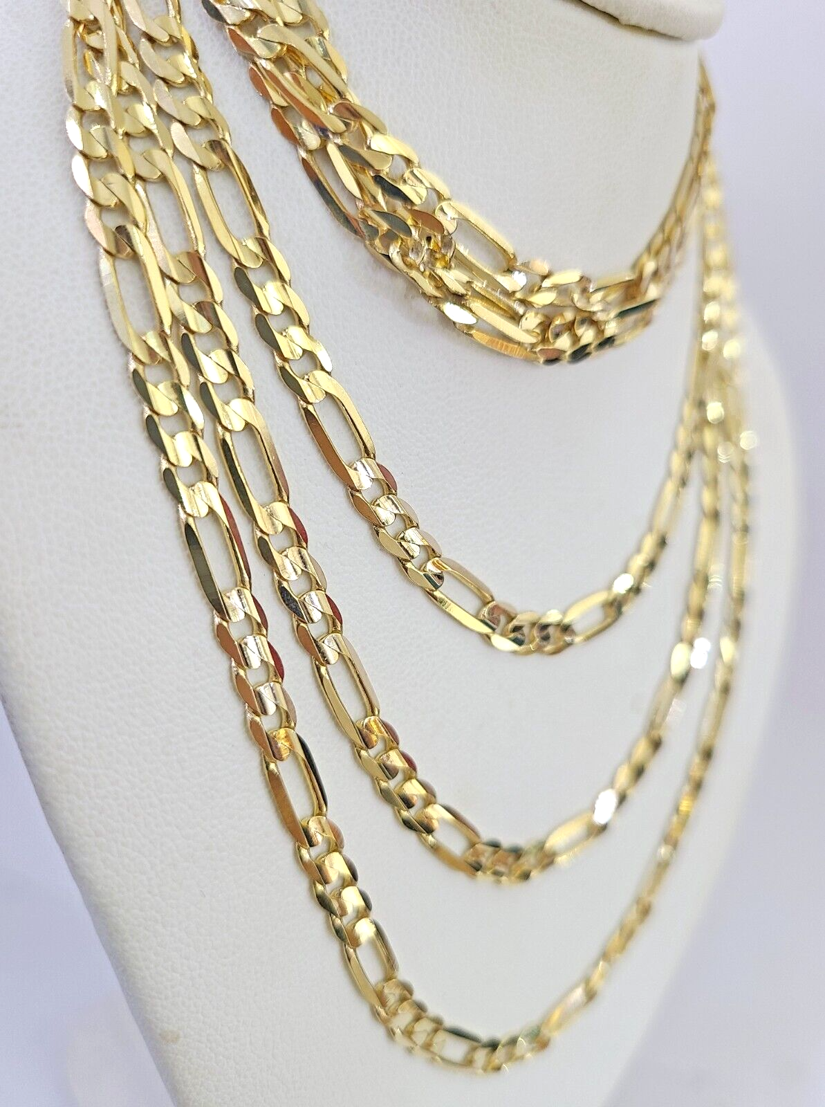 10K Solid Figaro Link Chain Necklace Yellow Gold 4.5mm 20" 22" 24" 10kt