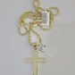 10k Milano Rope Chain Jesus Cross Charm Necklace SET 3mm 18" 20" 22" 24"