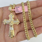 Real 14k Chain Cross Charm Set Miami Cuban Link 5mm 18"-30" Necklace Pendant