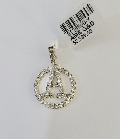 10k Diamond A Charm Pendant Initial Alphabet Letter Real Genuine Yellow Gold