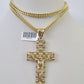 10K Franco Chain Jesus Crucifix Cross Pendant Charm Necklace 20"-28" 4mm Gold