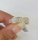 Real 14k Diamond Mens Ring Band Yellow Gold Casual Genuine Natural Wedding