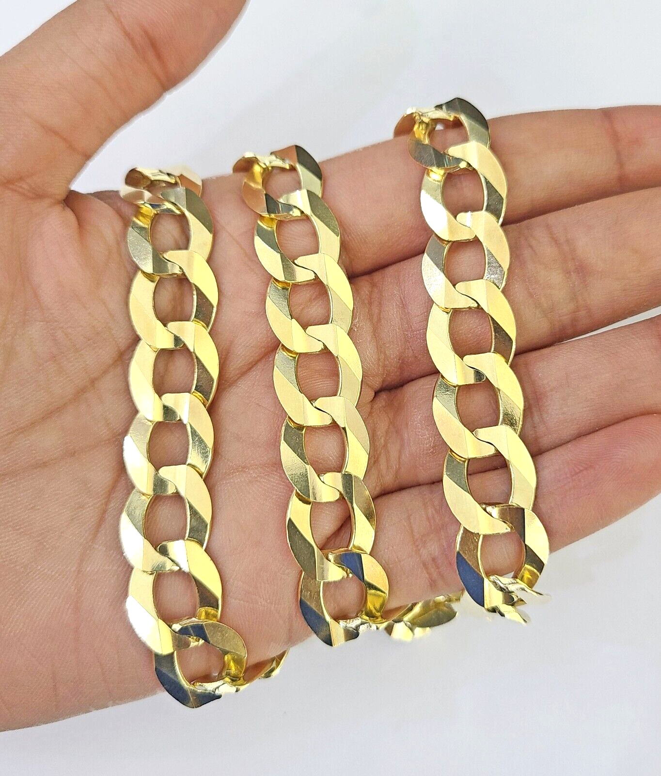 10k Solid Gold Cuban Curb Link Chain 12mm 28" Real Yellow Gold Real Necklace