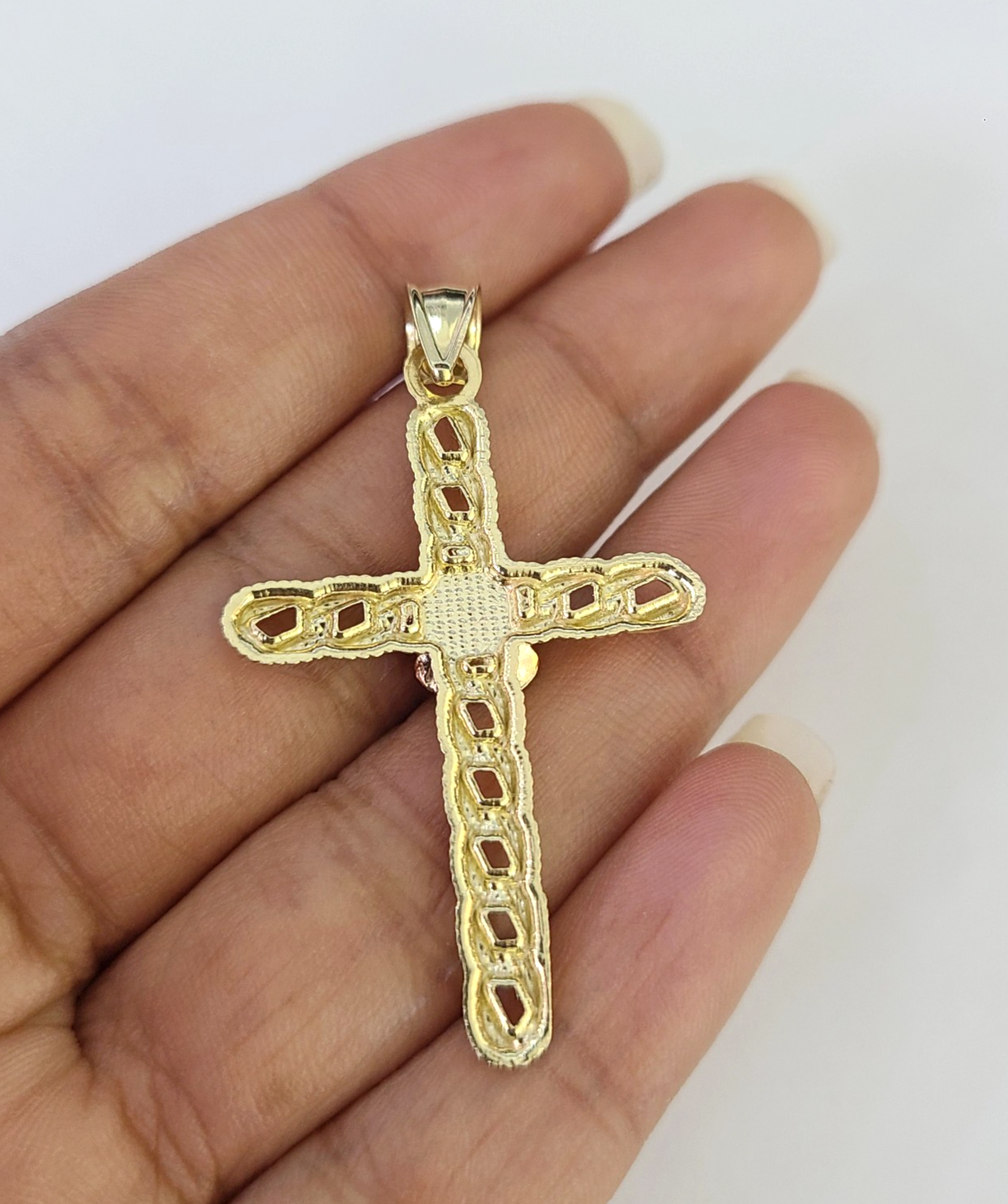 10k Jesus Cross Charm Miami Cuban Chain Pendant Set 5mm 18"28" Necklace Gold