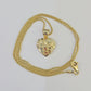 10K Solid Franco Chain Nugget Heart Pendant Charm Necklace 18"-24" 1mm Gold