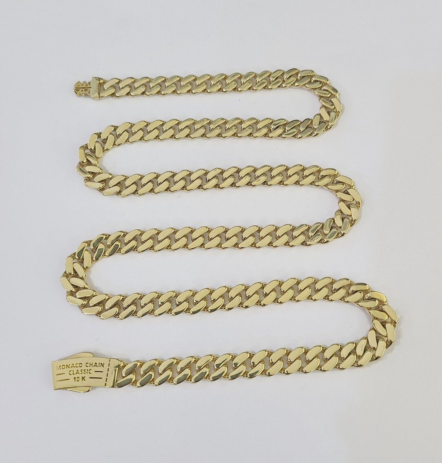 Real 10K Royal Monaco Chain Box Clasp 7mm Gold Necklace 10Kt 24" Genuine