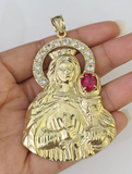 Real 10K Gold Saint Barbara Charm Shiny Cut 10kt yellow Gold Pendent 3"