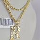 10k Gold Initial R Charm Rope Chain 16"-26" 2.5mm SET Necklace Alphabet Pendant