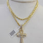 10k Milano Rope Chain Diamond Evil Eye Cross Charm Necklace SET 3mm 18"-24"