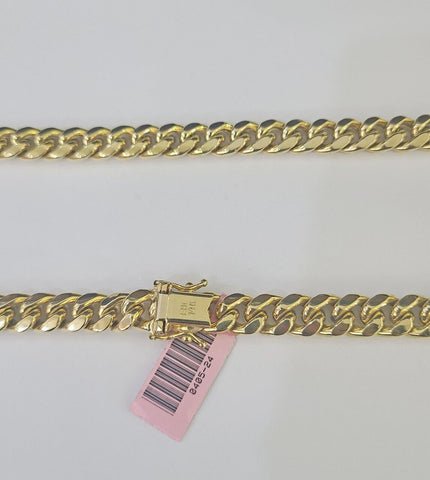 14k 8mm Miami Cuban Link Chain Yellow Gold Necklace 20"-30" Inches Real