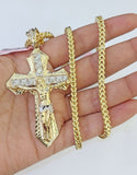 14K Franco Chain Jesus Cross Pendant Charm Necklace 20"-26" 4mm Gold Yellow