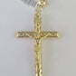 Real 10K INRI Jesus Crucifix Cross Pendant 3" Yellow Gold Charm Genuine