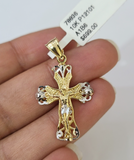 Real 10K Jesus Cross Pendant Crucifix Yellow Gold Charm Genuine