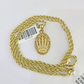 10k Solid Rope Chain Crown Pendant Charm Necklace 18-24" SET 2mm