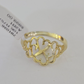 Real 10k Hearts Ring Band Wedding Engagement Casual Women Yellow Gold