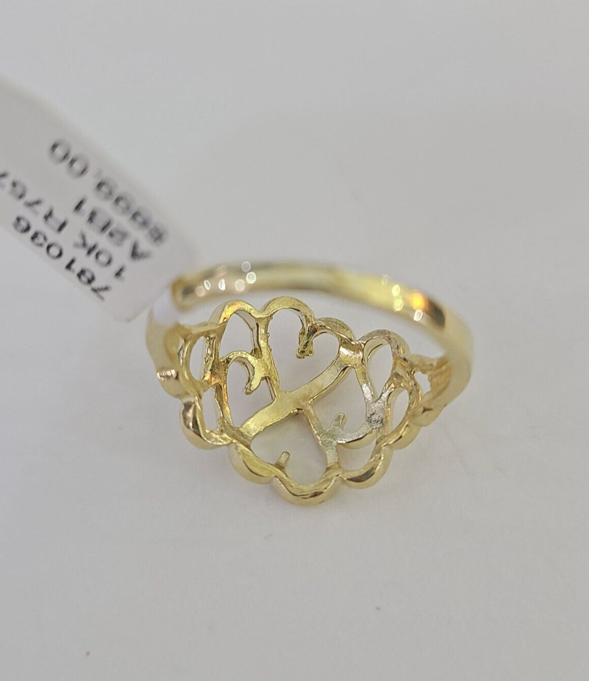 Real 10k Hearts Ring Band Wedding Engagement Casual Women Yellow Gold