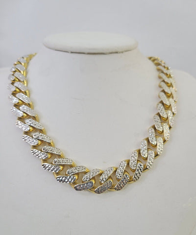 Real 10k Royal Monaco Chain 15mm Diamond Cut 24 inches Yellow Gold Necklace