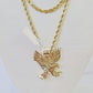 Real1 0k Gold Rope Chain Eagle Pendant SET 3mm 26'' Necklace Flying Eagle Genuin