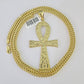 10K Franco Chain Jesus Ankh Cross Pendant Charm Necklace 20"-28" 4mm Gold Yellow