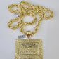 Real 10k Rope Chain Last Supper Charm Set 10mm 20"-30" Inch Necklace Yellow Gold