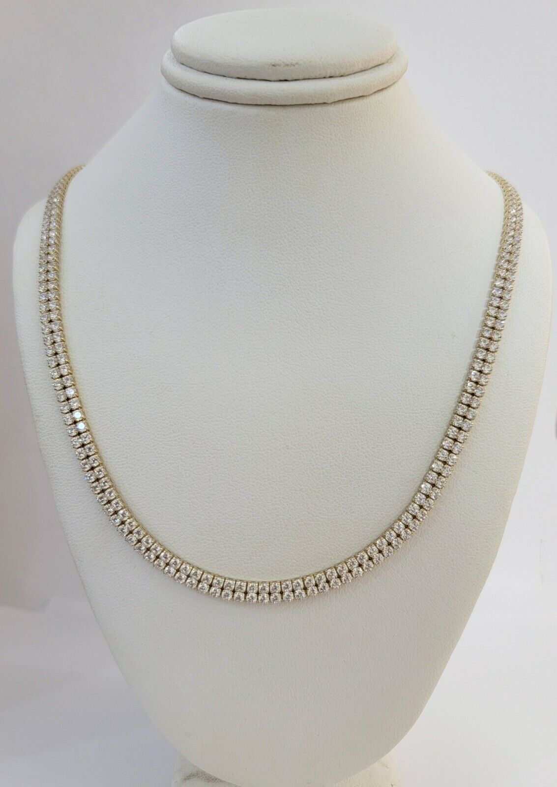 10k Yellow Gold Chain Real Tennis Necklace 18" 20" 22" Two-row Stone Mens Women