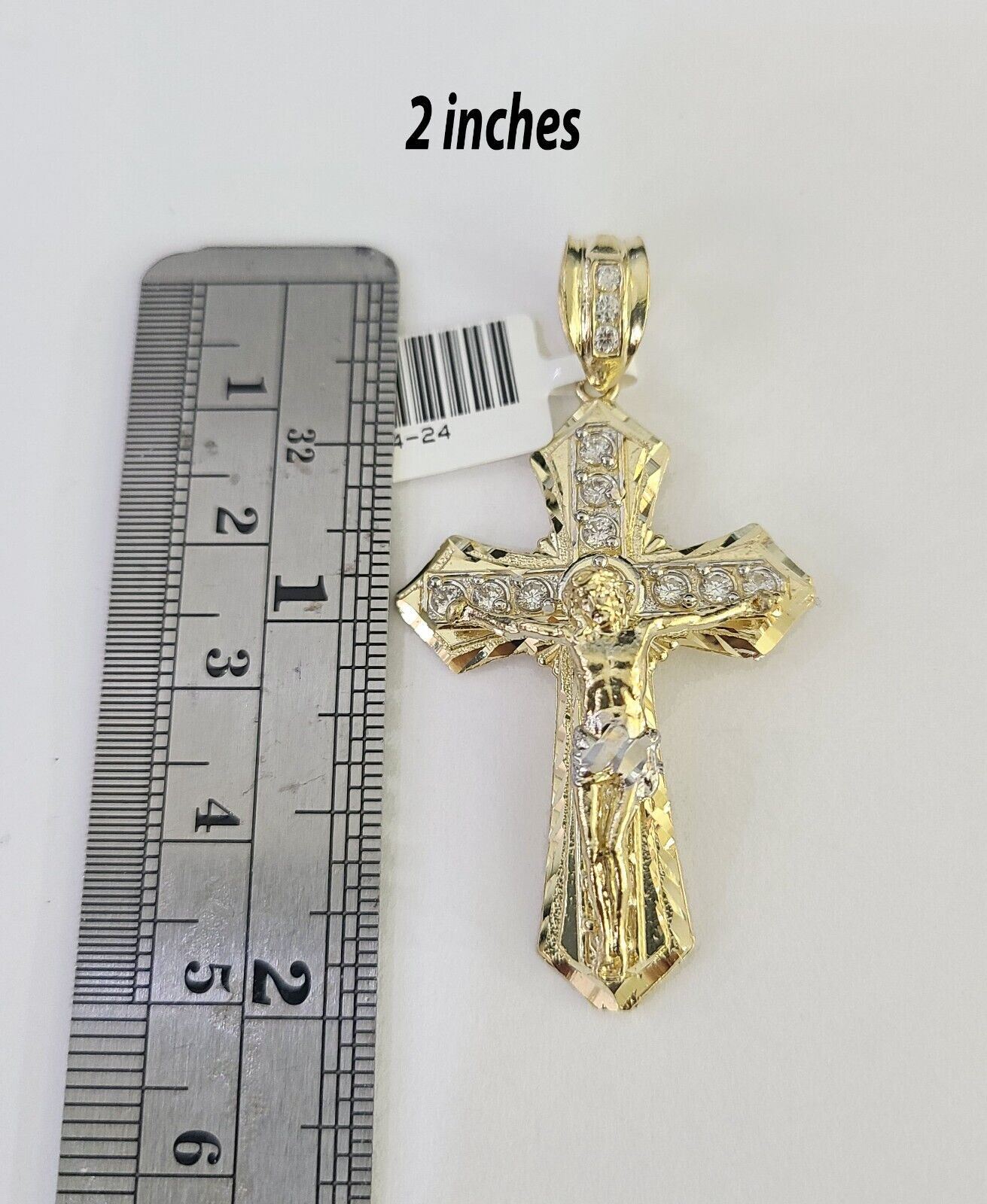 10k Jesus Cross Charm Pendant Yellow Gold Men Women 4" 3" 2"