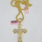 14K Franco Chain Jesus Cross Pendant Charm Necklace 20"-26" 4mm Gold Yellow