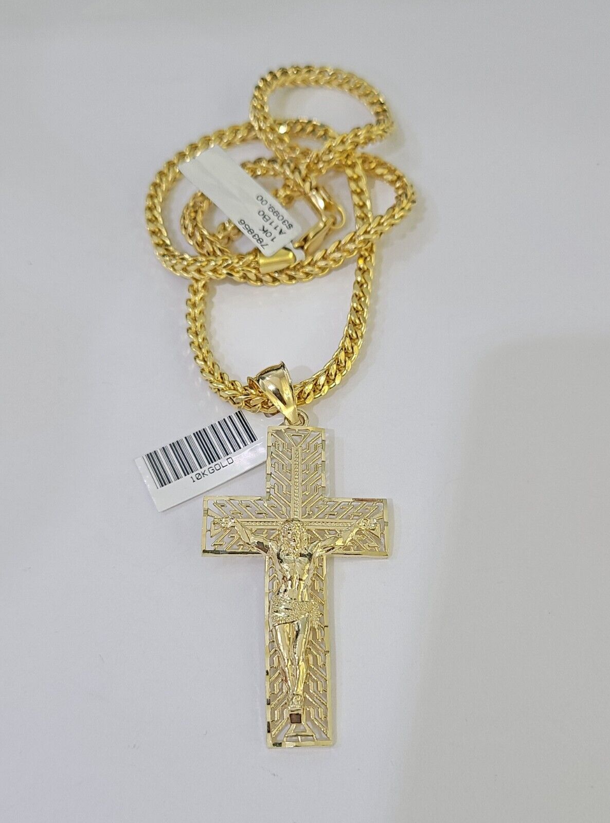 10K Gold Franco Chain Cross Charm Length 18-26 inches 3mm REAL Yellow