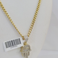 10k Yelow Gold Diamond Hamsa Hand Charm Miami Cuban Link Chain Necklace DISCOUNT