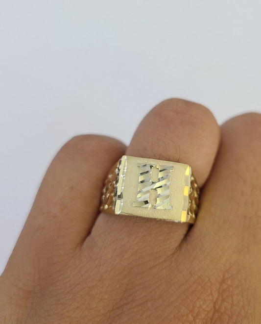 Real 10k Initial H Casual Ring Alphabet Yellow Gold 10kt Genuine