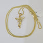 10K Gold Franco Chain Praying Angel Charm SET 16-20 Inches 1mm Ladies Women