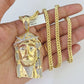 10K Franco Chain Diamond Jesus Head Pendant Charm Necklace 20"-28" 4mm Gold SET