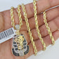 10k Solid Rope Chain Pharaoh Charm Diamond Set 4mm 20"-28" Necklace Gold Yellow