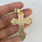 Real 14k Solid Chain Cross Charm Set Miami Cuban Link 3mm Necklace Pendant Gold