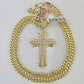 Real 14k Chain Cross Charm Set Miami Cuban Link 5mm 18"-30" Necklace Pendant