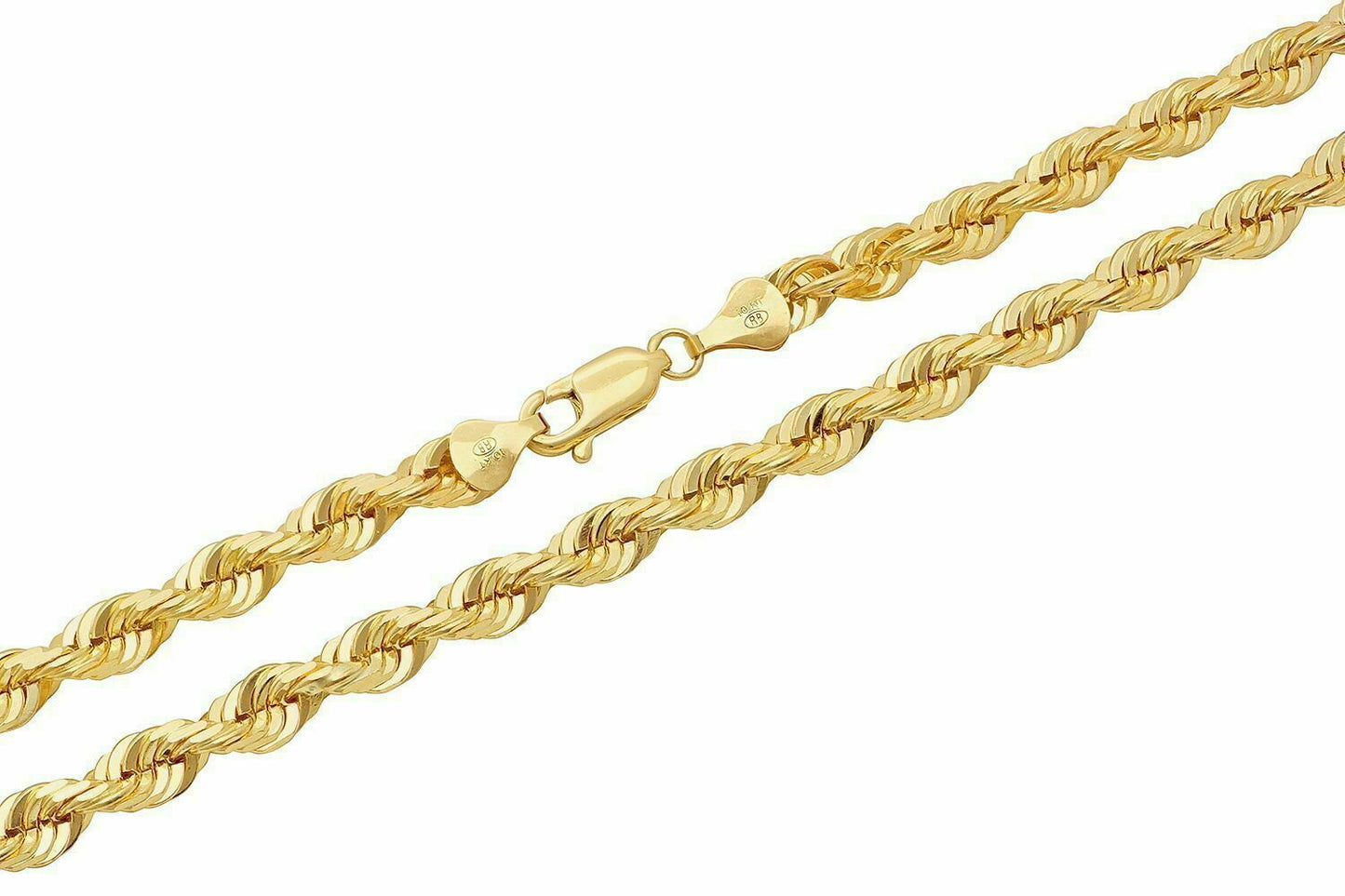 Solid 10k Yellow Gold Rope Chain 1mm-10mm Diamond Cut 16"-30"