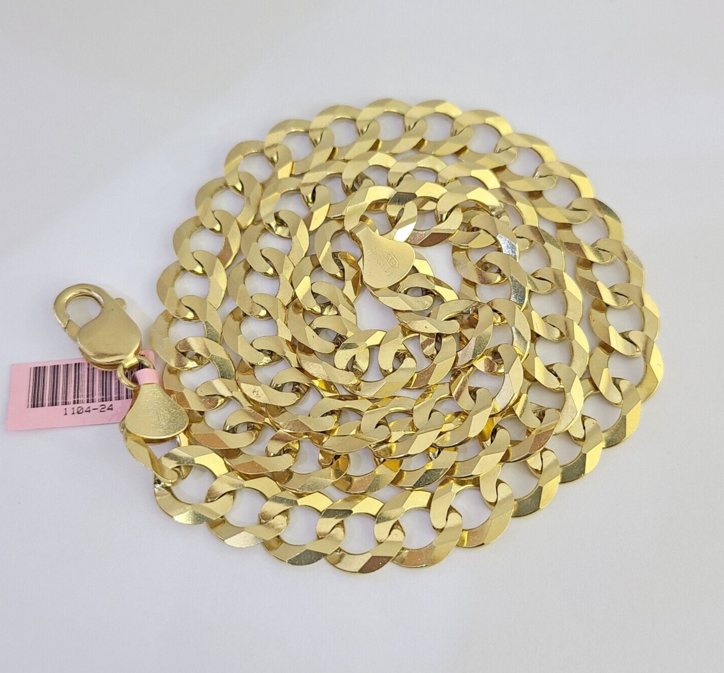 14k Solid Gold Cuban Curb Link chain 11mm 24 Inches Real Necklace Yellow Genuine