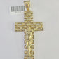 Real 10K Jesus Cross Pendant 3" Yellow Gold Charm Genuine 10kt