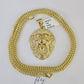 10K Franco Chain Roaring Lion Pendant Charm Necklace 20"-26" 3mm Gold Yellow SET