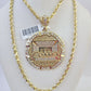 10k Solid Rope Chain Last Supper Charm Set 4mm 20"-28" Necklace Gold Yellow