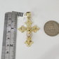 10k Gold Chain Miami Cuban Jesus Cross Charm Pendant Set 4mm 18"-28" Necklace